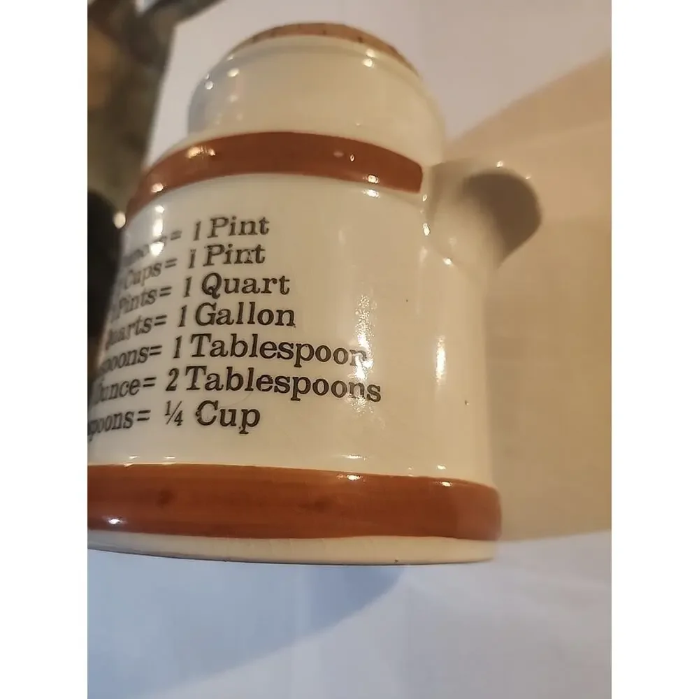 FTD Ceramic Milk Cream Can Shaped Ceramic Utensil Holder with Measurement Info